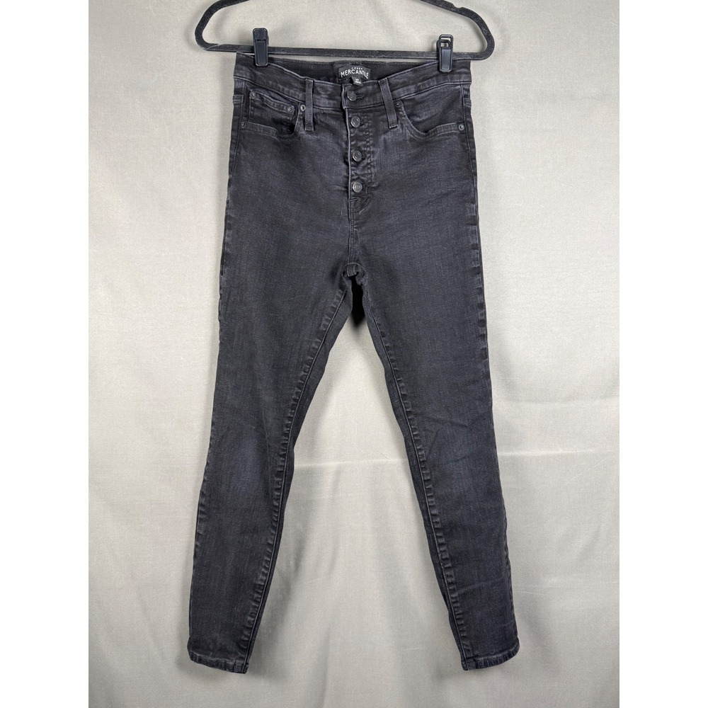J.Crew Mercantile Skinny Jeans Women 29 Black High Rise Button Fly Stretch